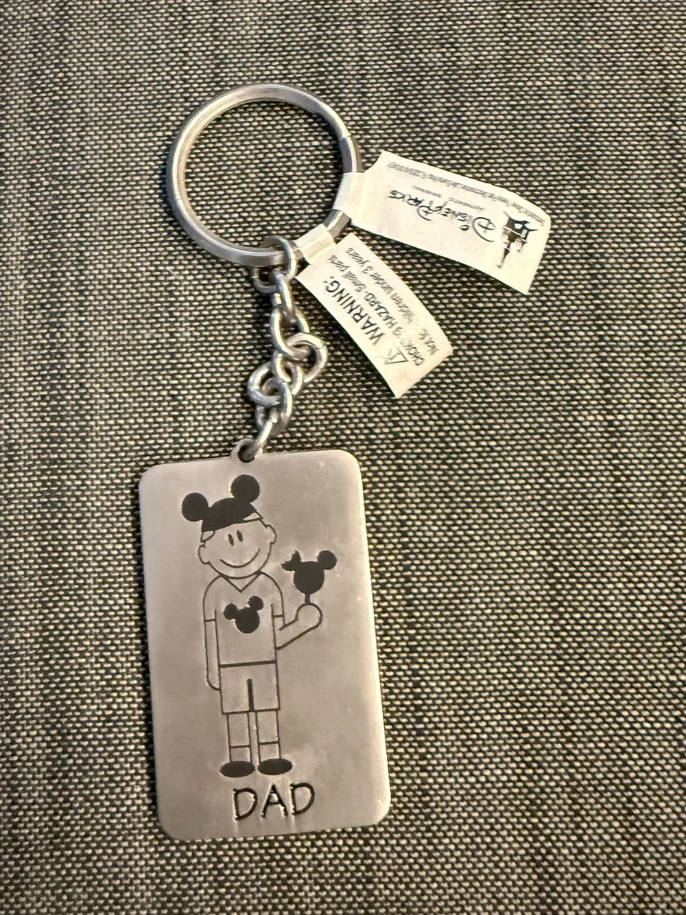 Disney Metal Keychain Tag with Red Mickey Icon Dad